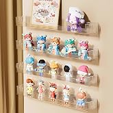Wall-Mounted Acrylic Display Case for Funko Pop, Floating Display Shelves Wall Mounted, Hanging Display Rack for Collectibles/Mini Figures/Tonies/Sonny Angel(6 Pack)