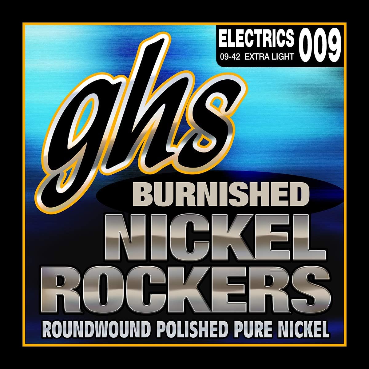 GHS BNRXL 9 - 42 Extra Light Burnished Nickel Rocker Guitar String Set, silver