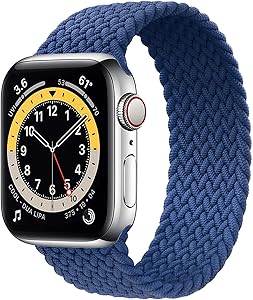 WAAILU Solo Loop Braided Band Woven Compatible for Apple Watch SE Series 6 40mm 44mm Compatible for Iwatch 5/4/3/2/1 38mm 42mm-(Blue-38/40-6 )