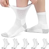 NIIRKIIR Diabetic Ankle Socks for Women, Non Binding Wide Top for Elderly, Seamless Loose Cushion for Swollen Feet, 5 pairs