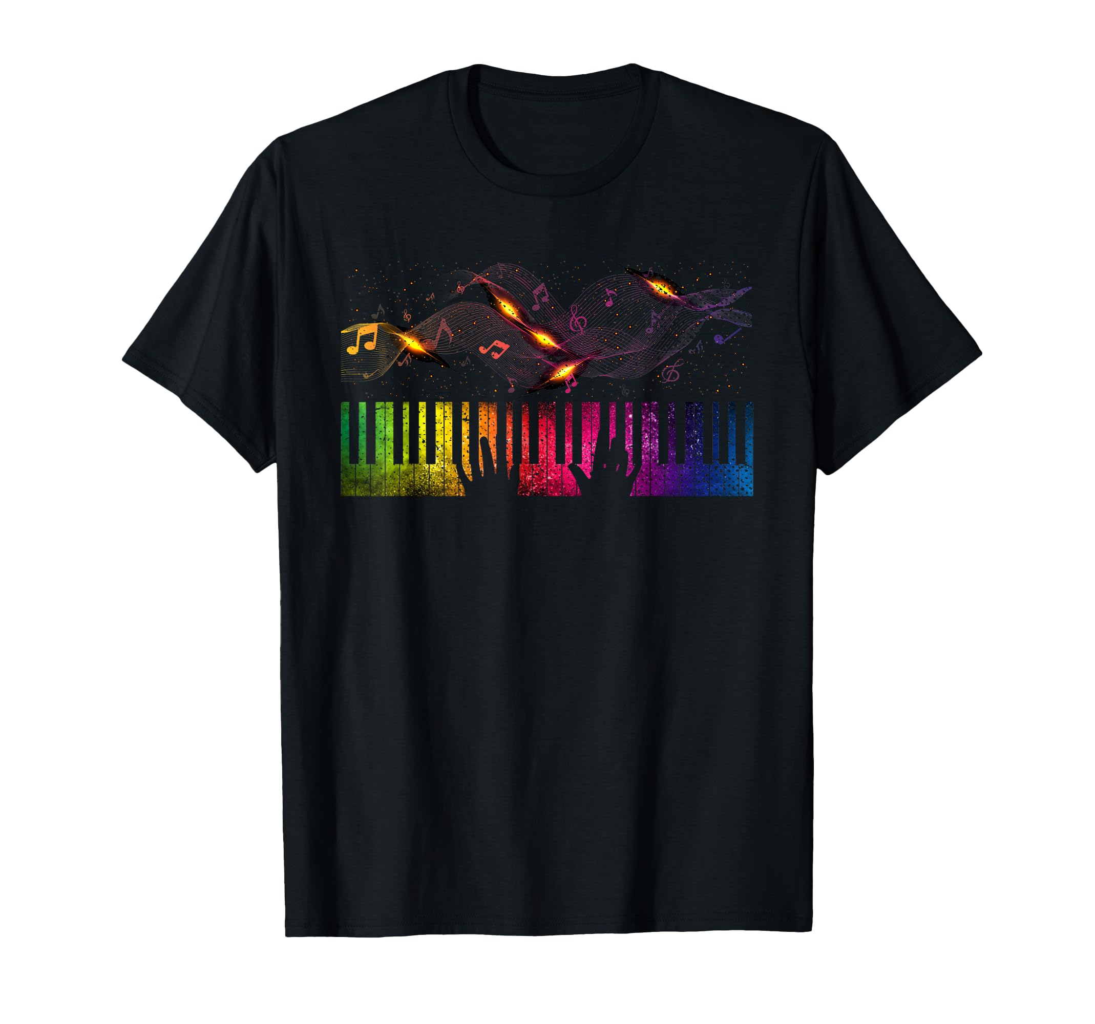 Musician Piano Keyboard Pianist Colorful Music Notes Piano T-Shirt