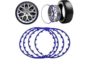 LenTLy 16-20"" Car Rims Edge Trim Protector Wheel Protection Ring, Alloy Wheel Edge Ring Rim Protectors Tyres Tire Guard Set of 4, Anti-Scratch Car Refit Trims Kit(Size:17 inch,Color:Blue)