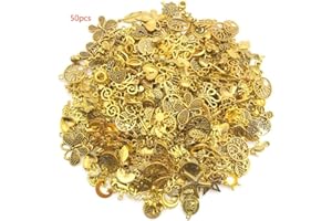 YOUDIYLA 150pcs KC Gold Alloy Series Pendant Jewelry Making DIY Keychain Earrings Pendant Various Design Charms for Jewelry Making Bracelets Necklace (SN472)