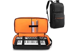 Rexmica 37-Key Keyboard Piano Bag Backpack, Protective Travel Bag for MIDI Keyboard Controller, Laptop, Microphones, Cables, 