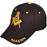 AborenCo Freemason Mason Lodge Symbol Adjustable 3D Embroidery Baseball Cap Hat