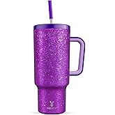 Meoky Tumbler with Handle and Straw for Women: 40 oz Stainless Steel Insulated Tumbler with Lid and Straw 100% Leakproof for Car Travel Home - Fashion Enthusiasts, Lavender