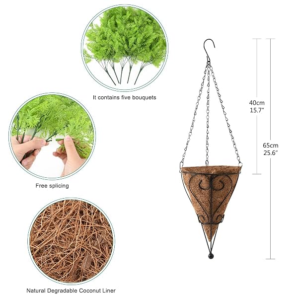 ZFPROCESS ARTIFICIAL FAUX HANGING PLANTS BASKET FOR SPRING OUTDOOR DECORATION, FAKE SEAWEED PLANT UV RESISTANT LOOK REAL FOR OUTSIDE PORCH HOME PATIO BALCONY YARD(GREEN)