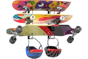 UNITEDPOWER UNIREDPOWER Skateboard Storage Rack, Wall Mounted Organizer Shelf, Wall Display Hanger Holds Up 3 Pairs of Longboard Deck, Garage, Home, Shed