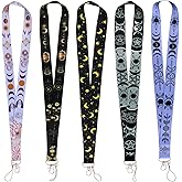 Yansitu Cute Star Keychain Lanyards for Kids Men Women Girls Teachers Cool School Goddess Neck Lanyard for Keys ID Badge Goth Moon & Sun Halloween Badge Lanyards, 5pcs (Black & Purple)