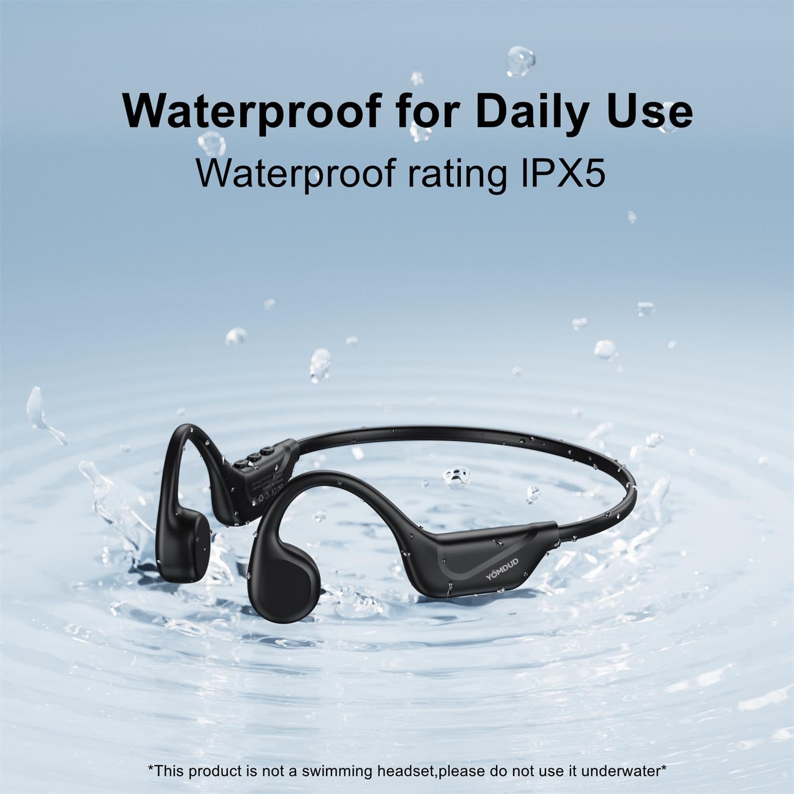 Yomdud Bone Conduction Headphones,Open Ear Headphones,Wireless Headphones with Mic,Bluetooth 5.4,10H Playtime & IPX5 Waterproof,Sports Headphone for Running & Outdoor