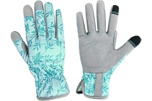 KLDOLLAR Gardening Gloves for Women Thorn Proof Garden Gloves, Leather Womens Garden Gloves Puncture Resistant, Touch Screen Working Gloves for Digging,Weeding,Planting Medium