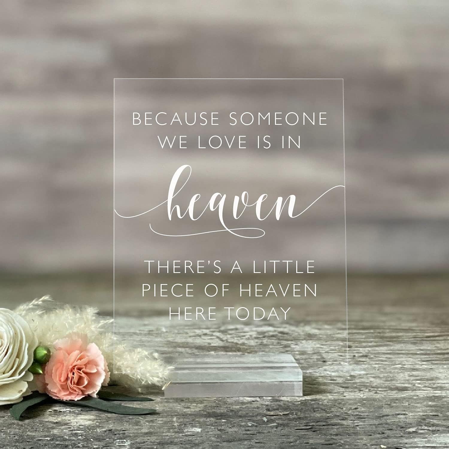 Mixed Media - In Loving Memory Wedding Sign: Acrylic 5x7 Table Memorial Sign | Memory Table Sign for Weddings with Clear Acrylic Stand | Special Event Remembrance