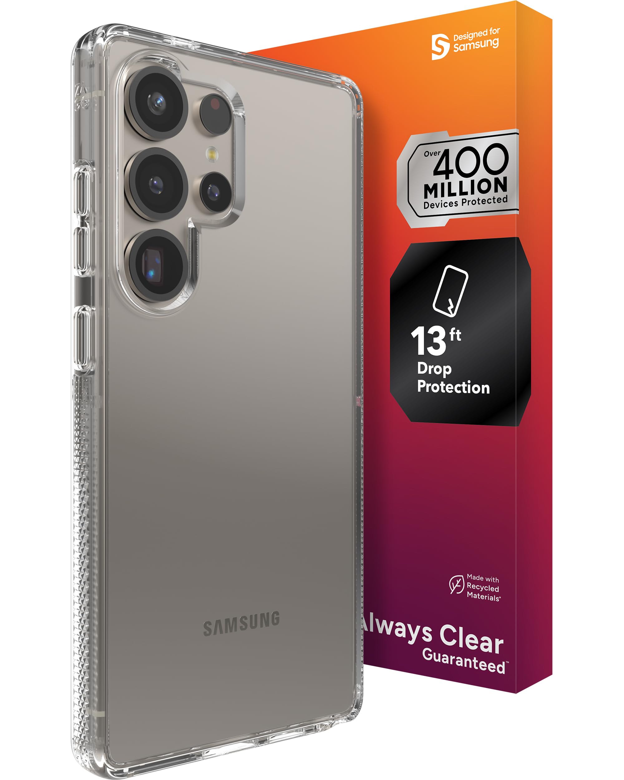 ZAGG Crystal Palace Samsung Galaxy S25 Ultra Case – Crystal Clear, 13ft Drop Protection, Slim, Anti-Yellowing, Graphene Reinforced, Wireless Charging Compatible, Anti-Scratch