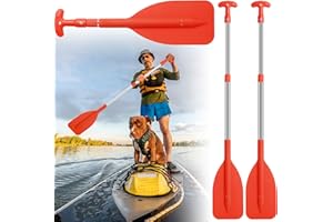 ROCEEI 3 Pcs Canoe Boat Paddle 21''- 42'' Boat Accessories Orange Plastic Adjustable Floating Oar Telescoping Emergency Paddle Twist Lock Aluminum Shaft for Kayaking Rafting River Tubing Swim
