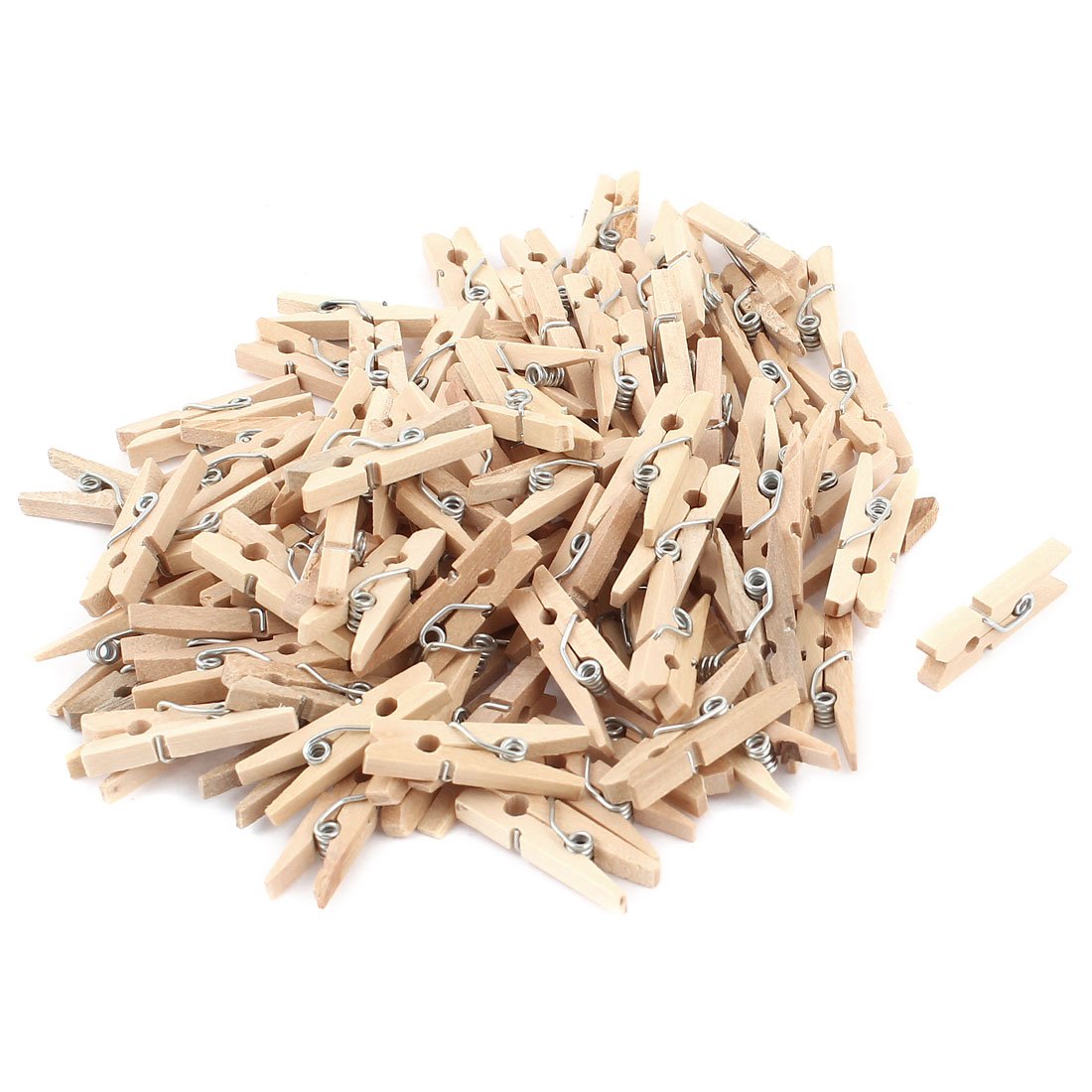 sourcing map 100 Pcs 25mm Mini Wooden Photo Paper Peg Clothespin Clothes Pin Clip