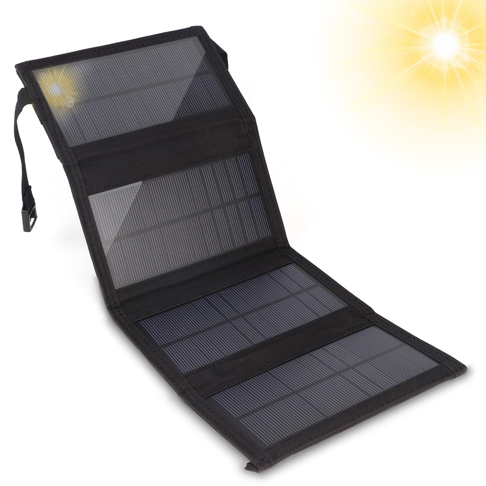 SUNGOOYUE 20W USB Solar Panel Foldable Portable Polycrystalline Silicon Solar Cell, Outdoor Charger, Suitable For Outdoor Camping And Travel (Black)
