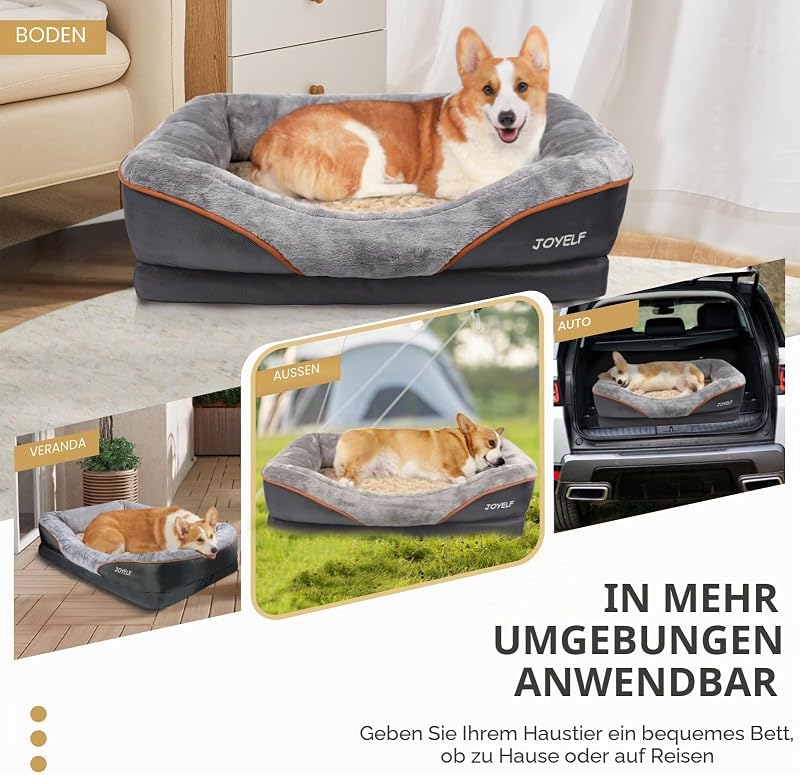 Großes Hundebett Memory Foam orthopädisches Hundebett & Hundesofa mit abnehmbarem waschbarem Bezug und Quietschspielzeug als Geschenk