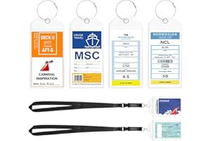 NTONPOWER 6 Pack Cruise Luggage Tags, Cruise Lanyard for Carnival, NCL, Princess, MSC Cruise Ships, Clear Plastic Luggage Tags with Zip Seal and Steel Loops, Cruise Essentials for 2024-2025