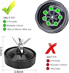 7 Fins Blender Blade Replacement Parts 2pcs