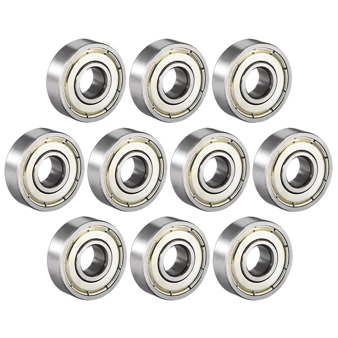 sourcing map 608ZZ Deep Groove Ball Bearing Double Shield 608-2Z 80018 8mm x 22mm x 7mm High Carbon Steel Z1 Bearings (Pack of 10)