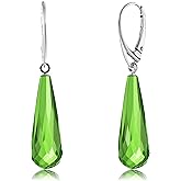 Amber Earrings for Women - Statement Gemstone Jewelry, Gold Plated Sterling Silver Leverback, Dangle Semi Precious Stone Ladies Earrings, Elegant Gift for Her