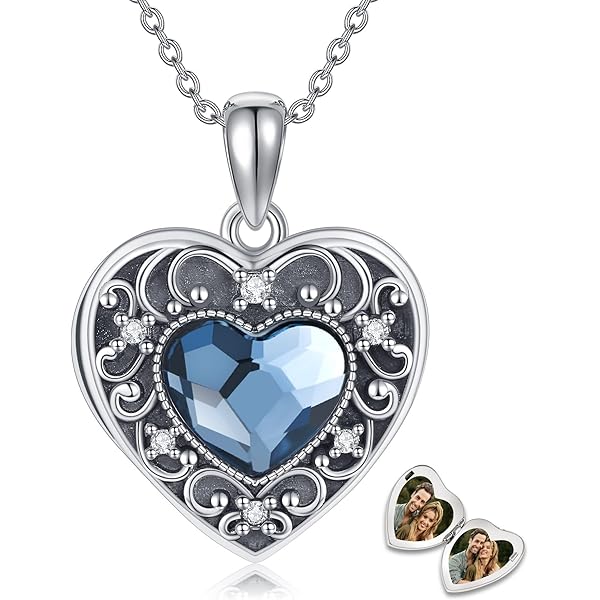 Locket Necklace Jewelry Sterling Silver Cubic Zirconia Heart