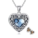 YFN Heart Crystal Locket Necklace Sterling Silver