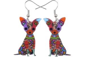 Bonsny Acrylic Drop Chihuahuas Dog Pets Earrings Funny Design Lovely Gift For Women Fashion Jewelry