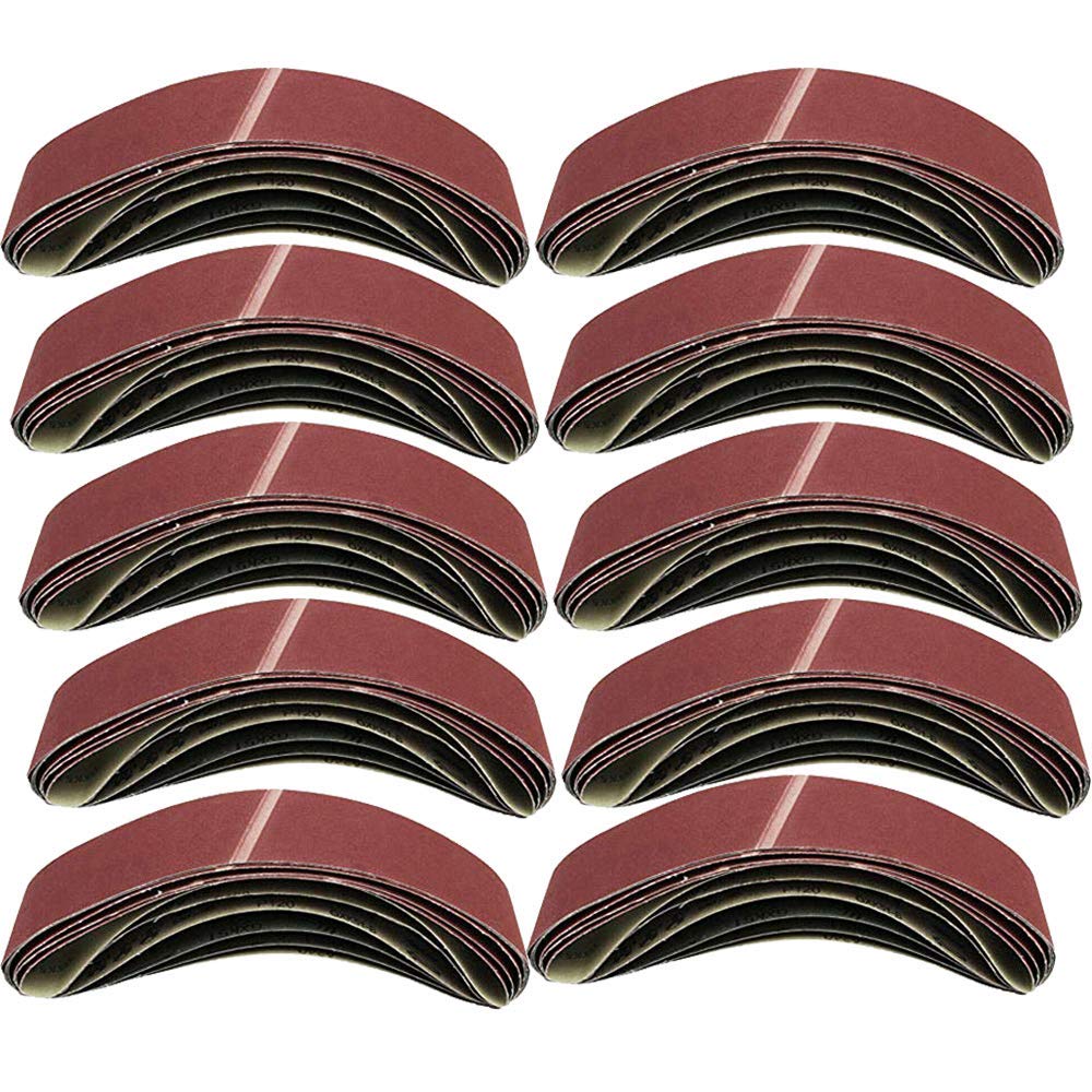 MACHSWON 10 Pack Cloth Sanding Belts (75mm x 533mm, 800 Grit)