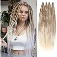 Kraler Dreadlock Extensions, 22" Brown to Blonde Synthetic Crochet Dreads Extensions 100% Handmade Single Ended Dreads Thin 0.6cm Width Reggae Style Dreadlock for Girls(10 Strands)