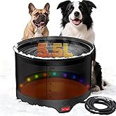 UPSKYPET 5.5L Heated Water Bowl, 1.45Gal Winter Large Heated Dog Bowls for Outside, Outdoor Waterproof Heat Pet Water Bowl with Chew Resistant Power Cord & LED Neon for Dogs/Cats/Chickens/Ducks