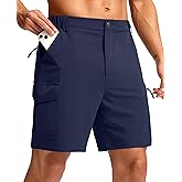Pudolla Men's Hiking Cargo Shorts 7" Lightweight Quick Dry Casual Work Shorts for Men Summer Travel Golf with 5 Pockets(Navy L)