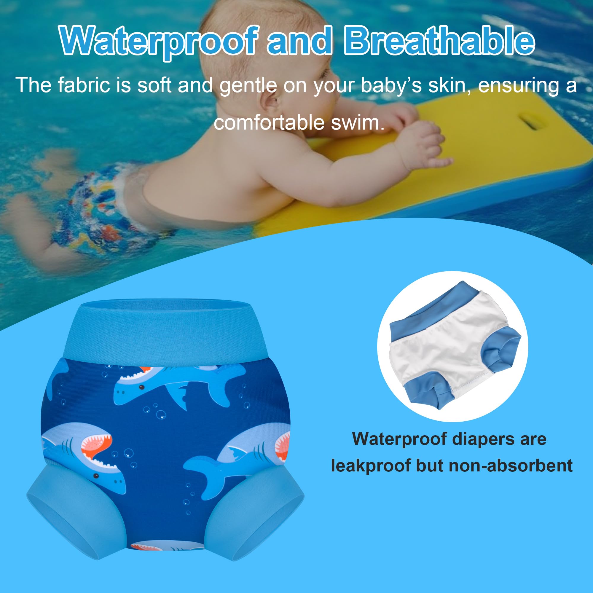 BIG ELEPHANT Baby Schwimmwindeln 3er Pack – Wiederverwendbare, Verstellbare & Waschbare Badehose für Babys & Kleinkinder 5