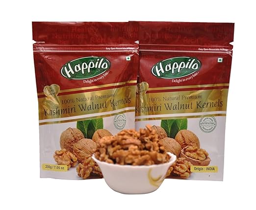 Happilo Premium 100% Natural Kashmiri Walnut Kernels, 200g (Pack of 2)