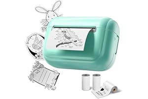 TATTMUSE Q02E Print Pods Mini Printer, Inkless Portable Mini Label Maker, Pocket Sticker Printer Machine for Study, Photos, Journal, DIY Creation, Bluetooth Thermal Sticker Maker for Homeuse, Green
