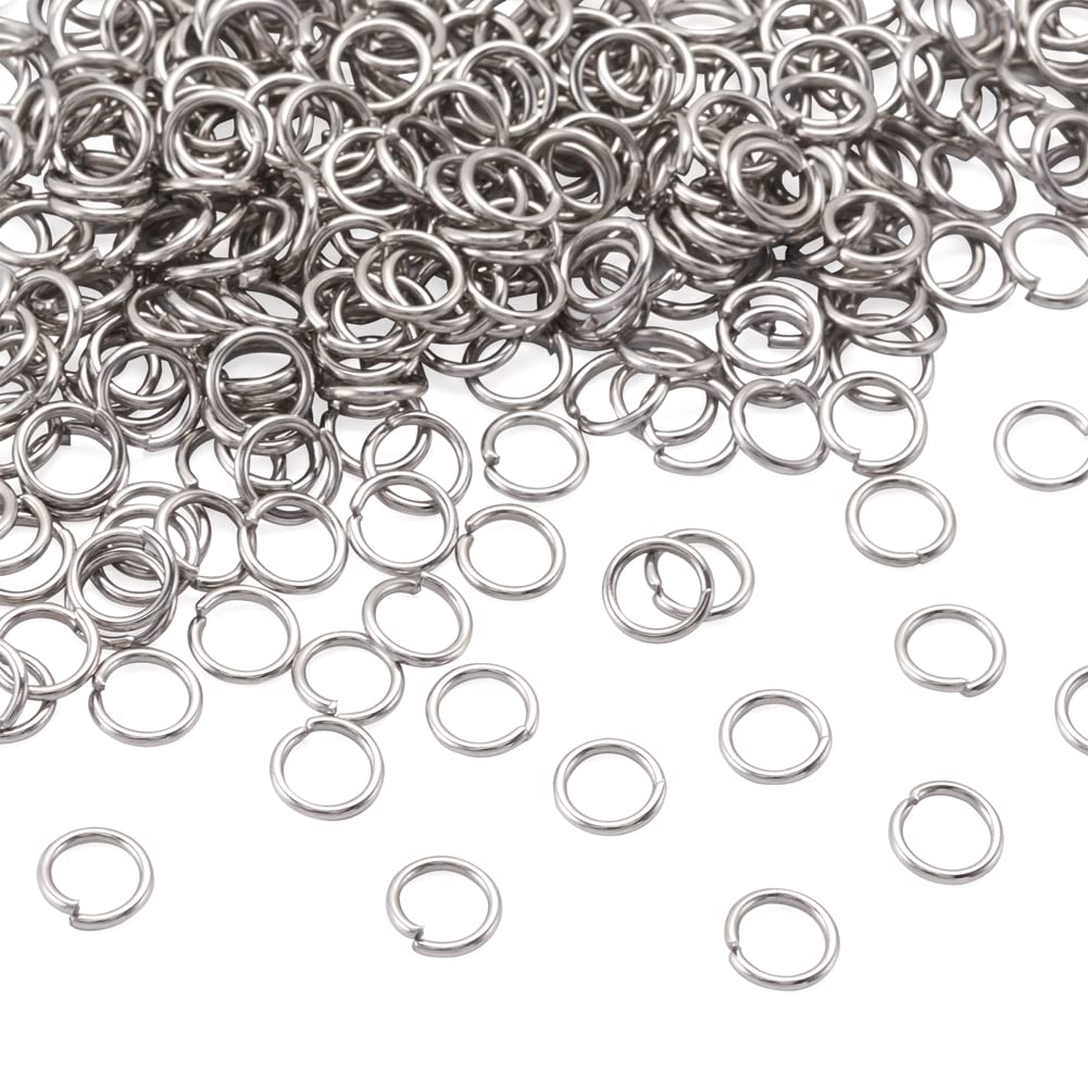 Craftdady 2000Pcs Stainless Steel Open Jump Rings 7mm Round 1mm Thick Tiny Connector Rings for Jewelry Making
