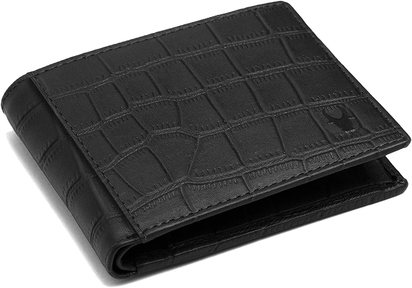 WildHorn® 100% Genuine High Quality Mens Leather Wallet (Black Croco)