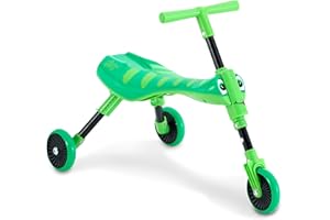 Scuttlebug 3-Wheel Foldable Ride-On Tricycle for 1+ Year Old Boys and Girls, Antennae Handlebar, Develop Your Toddler’s Balance and Motor Skills, Fun with No Surface Scratches (Grasshopper)