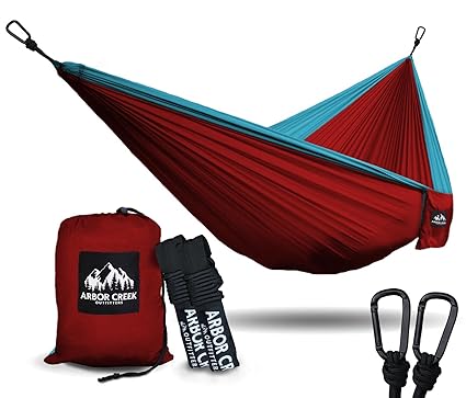 Best XL Double Camping Hammock - Heavy Duty and Ultralight Nylon Travel Hammock - Upgraded Carabiners Portable Hammock with Tree Straps - Indoor & Backyard Hammock -Easy Setup Hammock - Holds 500 lbs!