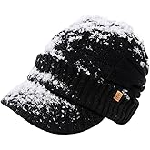 TOP-EX DryKnit™ Waterproof L/XL/XXL Fleece Lined Merino Wool Blend Beanie with Brim Visor Cap Warm Winter Hat for Men Women