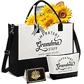 Mother's Day Gifts for Grandma, Best Grandma Gifts for Grandma from Granddaughter Grandchildren Grandkids, Unique Grandma Gift for Nana, Grammy, New Grandma w/Tote Bag Makeup Bag