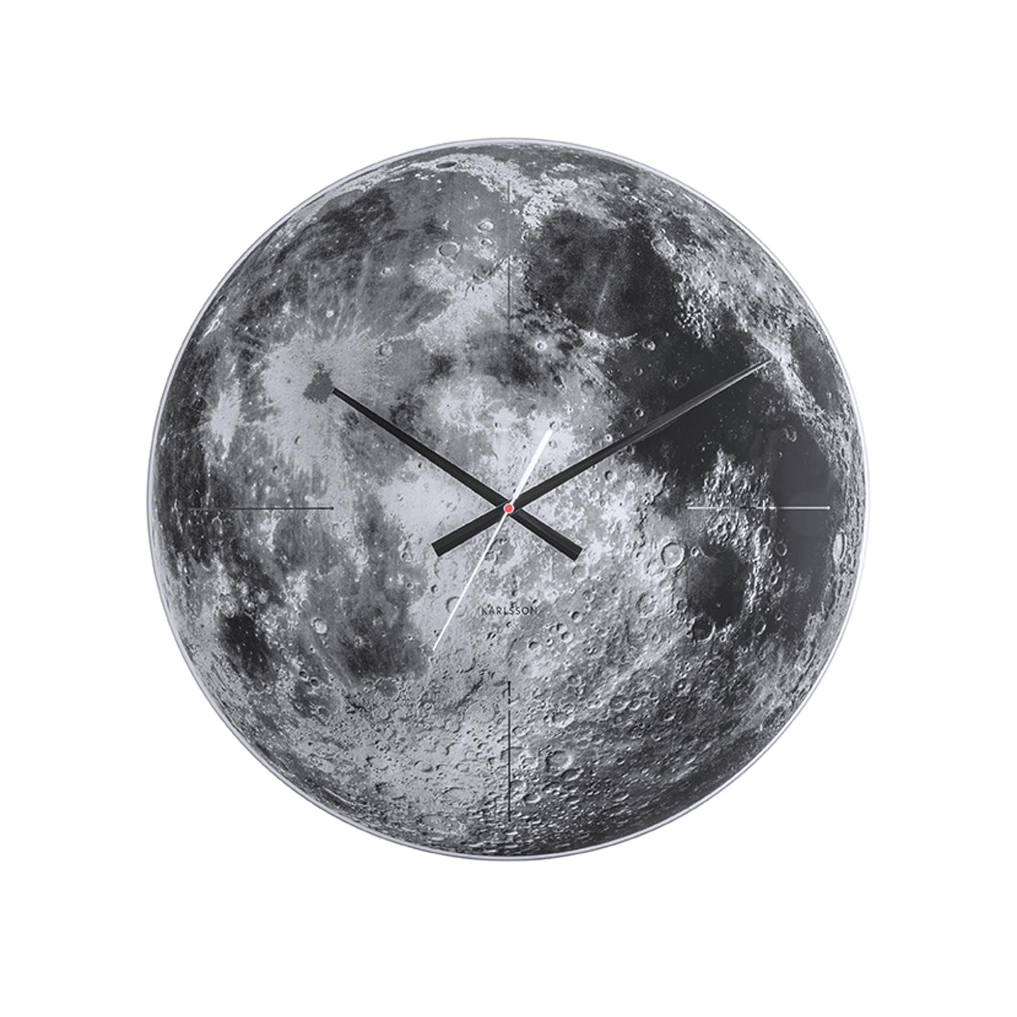 Karlsson Moon Glass Wall Clock with Sweep Movement, Black