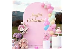 PARTISKY 7.2FT Baby Pink Arch Cover,Spandex Fitted Wedding Arch Stand Covers Round Top Chiara Backdrop Cover for Birthday Party Ceremony Banquet Decoration