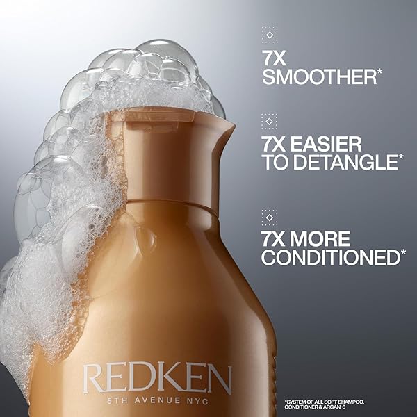 REDKEN ALL SOFT SHAMPOO – MOISTURIZES & HYDRATES DRY, BRITTLE HAIR, GENTLY CLEANSES AND SOFTENS, WITH ARGAN OIL, SAFE FOR COLOR-TREATED HAIR, 10.1 FL OZ