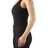 Truform Lymphedema Compression Arm Sleeve, 20-30 mmHg Post Mastectomy Support, Dot Top Grip Band, Beige, Small