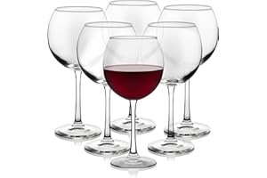 Libbey Vina Red Balloon Wine Glasses, 18.25 Oz Elegant Large Red Wine Glasses Set of 6, Long Stem Glass Wine Glasses for Weddings, Birthdays, and More