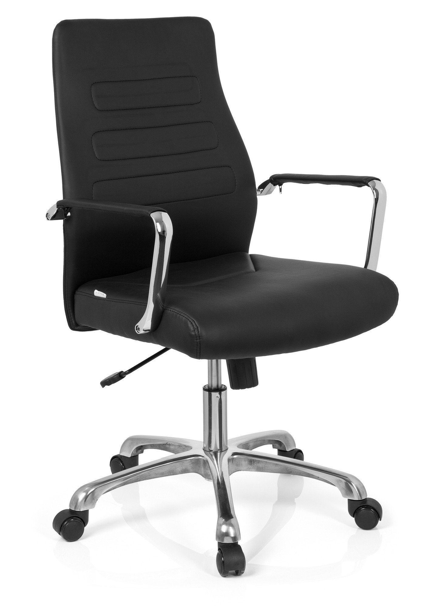 hjh OFFICE720006, Luxury Executive Chair, swivel office chair, TEWA, black,  faux leather, high ergonomic backrest, design computer desk chair chrome