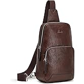 S-ZONE Sling Bag for Men Women RFID Blocking Genuine Leather Crossbody Shoulder Bag Backpack Hiking Daypack Travel | RFID Blocking, Genuine Leather, Hiking Daypack, Travel