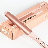 INH Oval Curling Wand for Long Hair - 8" Extra Long Barrel Curling Iron for Loose Curls & Hollywood Waves, XL Oval Wand Deluxe, No Clamp Curling Iron 1 1/2 Inch for Blowout Volume, Dual Voltage Curler