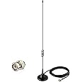 Bingfu HF VHF UHF Ham Radio Amateur Radio Mobile Radio Scanner Antenna Police Scanner Antenna Magnetic Base BNC Male Antenna 
